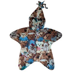 Vintage Teddy Bear Fleece Bunting Suit Approx 0-6m